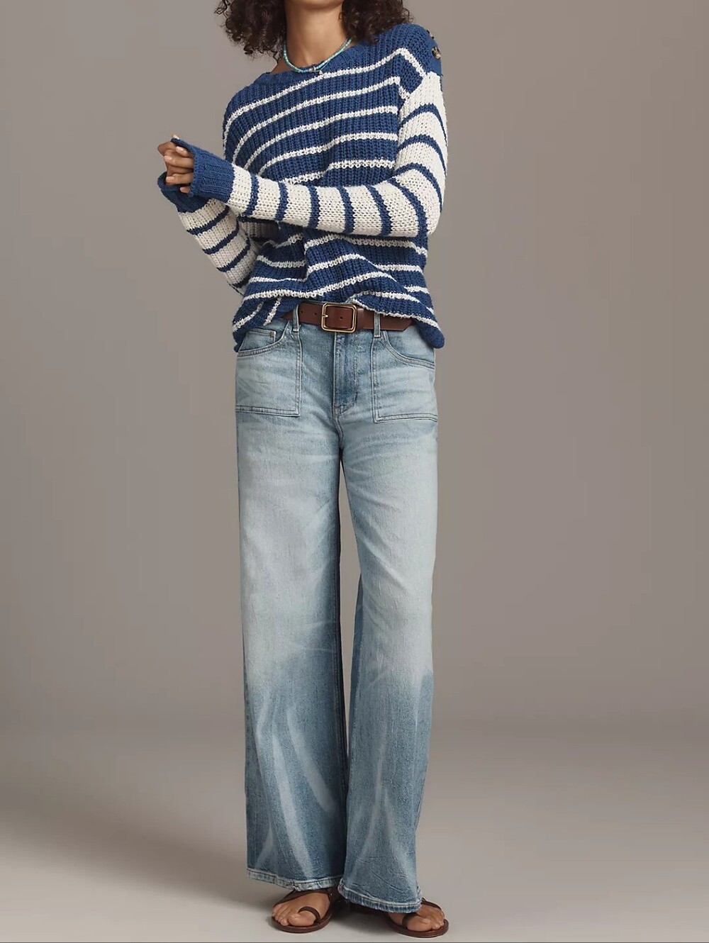 Anthropologie Pilcro Heritage High-Rise Distressed Wide-Leg Jeans